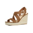 thumbnail image 1 of BLISSFUL STEP Women's Shoes Crisscross Ankle Strap Espadrille Wedge Sandals Brown 7.5, 1 of 8