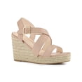 thumbnail image 1 of BLISSFUL STEP Women's Shoes Crisscross Ankle Strap Espadrille Wedge Sandals Nude 7.5, 1 of 7