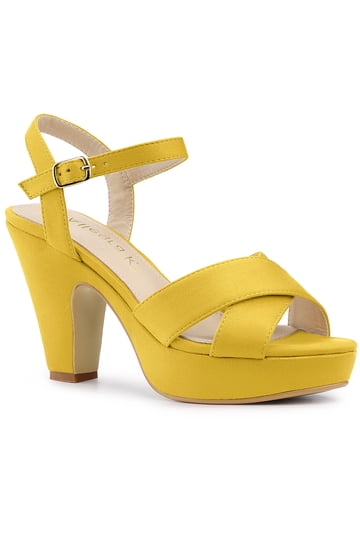 もも様専YELLO HIGH HEEL PLATFORM SANDALS Platform Heels in Heels | Yellow - Walmart.com
