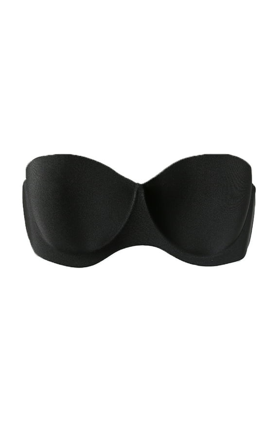 Women Strapless Demi Cup Push Up Convertible Extender Wirefree Bra Black B