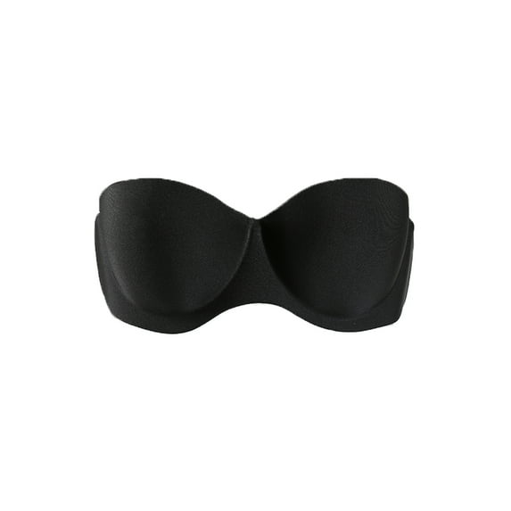 INSPIRE CHIC Women Strapless Demi Cup Push Up Convertible Extender Wirefree Bra Black C