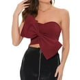 thumbnail image 1 of INSPIRE CHIC Women’s Strapless Sweetheart Neck Party Bustier Corset Bow Crop Bandeau Top Red L, 1 of 5