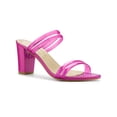 thumbnail image 1 of BLISSFUL STEP Women's Strappy Block Heel Slides Mules Sandals Hot Pink 8.5, 1 of 8