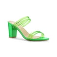 thumbnail image 1 of BLISSFUL STEP Women's Strappy Block Heel Slides Mules Sandals Green 6.5, 1 of 9
