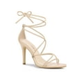 thumbnail image 1 of BLISSFUL STEP Women's Strappy Heel Lace Up Stiletto Heels Sandals Beige 10, 1 of 7
