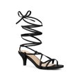 thumbnail image 1 of BLISSFUL STEP Women's Strappy Lace Up Kitten Heels Sandals Black (Size 6), 1 of 7
