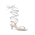 thumbnail image 1 of BLISSFUL STEP Women's Shoes Strappy Lace Up Kitten Heel Slingback Tie Up Open Toe Party Sandals Silver 11, 1 of 7
