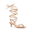 thumbnail image 1 of BLISSFUL STEP Women's Shoes Strappy Lace Up Kitten Heel Slingback Tie Up Open Toe Party Sandals  Rose Gold 6, 1 of 7