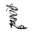 thumbnail image 1 of BLISSFUL STEP Women's Shoes Strappy Lace Up Kitten Heel Slingback Tie Up Open Toe Party Sandals  Black 6, 1 of 7