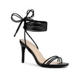 thumbnail image 1 of BLISSFUL STEP Women's Strappy Lace Up Slingback Open Toe Stiletto Heel Sandals Black 7, 1 of 7