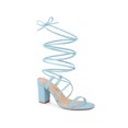thumbnail image 1 of BLISSFUL STEP Women's Shoes Block Heel Open Toe Lace Up Crisscross Strap Party Sandals Sky Blue 11, 1 of 7