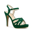 thumbnail image 1 of BLISSFUL STEP Women's Strappy Platform Slingback Stiletto Heels Sandals Green 7, 1 of 8