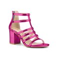 thumbnail image 1 of BLISSFUL STEP Women's Shoes Strappy Roman Block Heel Sandals Hot Pink 7.5, 1 of 8