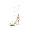 thumbnail image 1 of BLISSFUL STEP Women Strappy Straps Lace Up Stiletto Heel Sandals White 7.5, 1 of 8