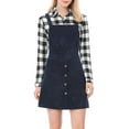 thumbnail image 1 of INSPIRE CHIC Women's Straps A-Line Corduroy Mini Pinafore Overalls Skirt M Blue, 1 of 8
