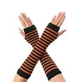 thumbnail image 1 of INSPIRE CHIC Women's Fingerless Gloves Printed Elbow Length Knitted Arm Warmers Orange Black, 1 of 6