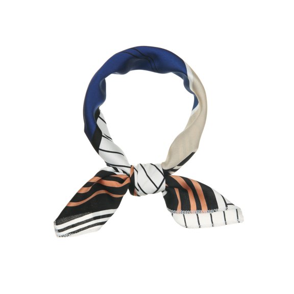 INSPIRE CHIC Women's Stripe Print Square Scarves Head Scarf Kerchief Blue