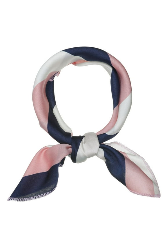 Women's Stripe Print Square Scarves Head Scarf Kerchief Pink White