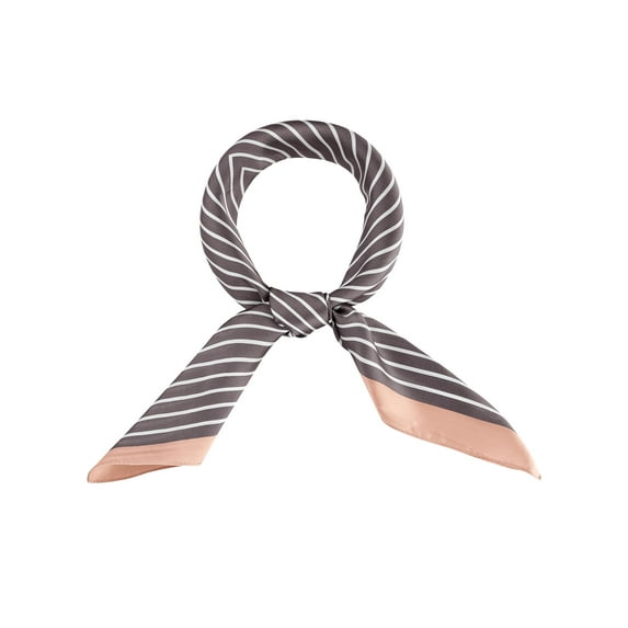 INSPIRE CHIC 70cm Women Stripe Print Square Scarves Kerchief Neck Scarf Neckerchief Headband 27.56*27.56'' Coffee