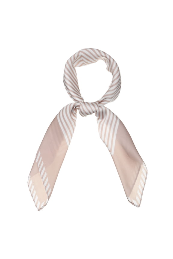 70cm Women Stripe Print Square Scarves Kerchief Neck Scarf Neckerchief Headband 27.56*27.56'' Champagne