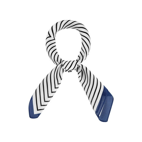 INSPIRE CHIC 70cm Women Stripe Print Square Scarves Kerchief Neck Scarf Neckerchief Headband 27.56*27.56'' White Blue