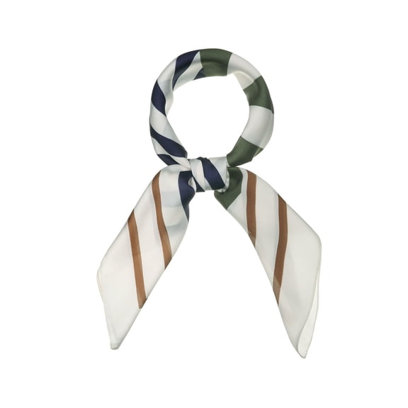 INSPIRE CHIC 70cm Stripe Print Square Scarves Kerchief Neck Head Scarf Neckerchief Headband for Ladies Green