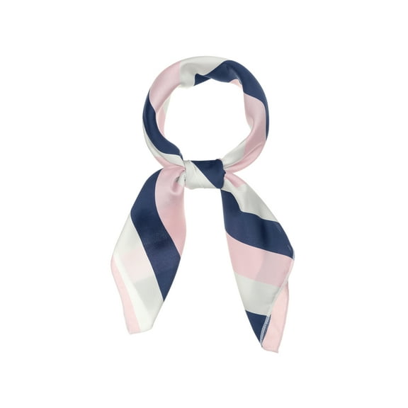 INSPIRE CHIC 70cm Stripe Print Square Scarves Kerchief Neck Head Scarf Neckerchief Headband for Ladies Pink White