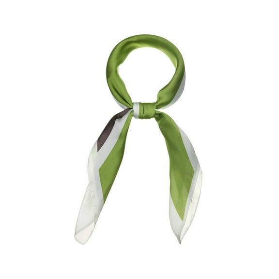 INSPIRE CHIC 70cm Stripe Print Square Scarves Kerchief Neck Head Scarf Neckerchief Headband for Ladies Gray Green