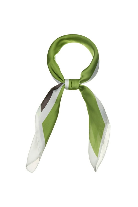 70cm Stripe Print Square Scarves Kerchief Neck Head Scarf Neckerchief Headband for Ladies Gray Green