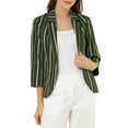 thumbnail image 1 of Allegra K Women's Striped 3/4 Sleeves Open Front Blazer, 1 of 7