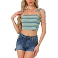 thumbnail image 1 of INSPIRE CHIC Women's Striped Tie Spaghetti Straps Summer Cami Tube Tops L Blue, 1 of 5