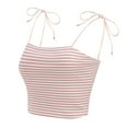thumbnail image 1 of INSPIRE CHIC Women's Striped Tie Spaghetti Straps Summer Cami Tube Tops XL White Pink, 1 of 5