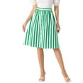 thumbnail image 1 of INSPIRE CHIC Women's Striped Skirt Elastic High Waist Button Front A-Line Midi Skirt M Green, 1 of 6
