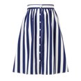 thumbnail image 1 of Allegra K Women's Stripes Button Front Elastic Back A Line Midi Skirt, 1 of 7
