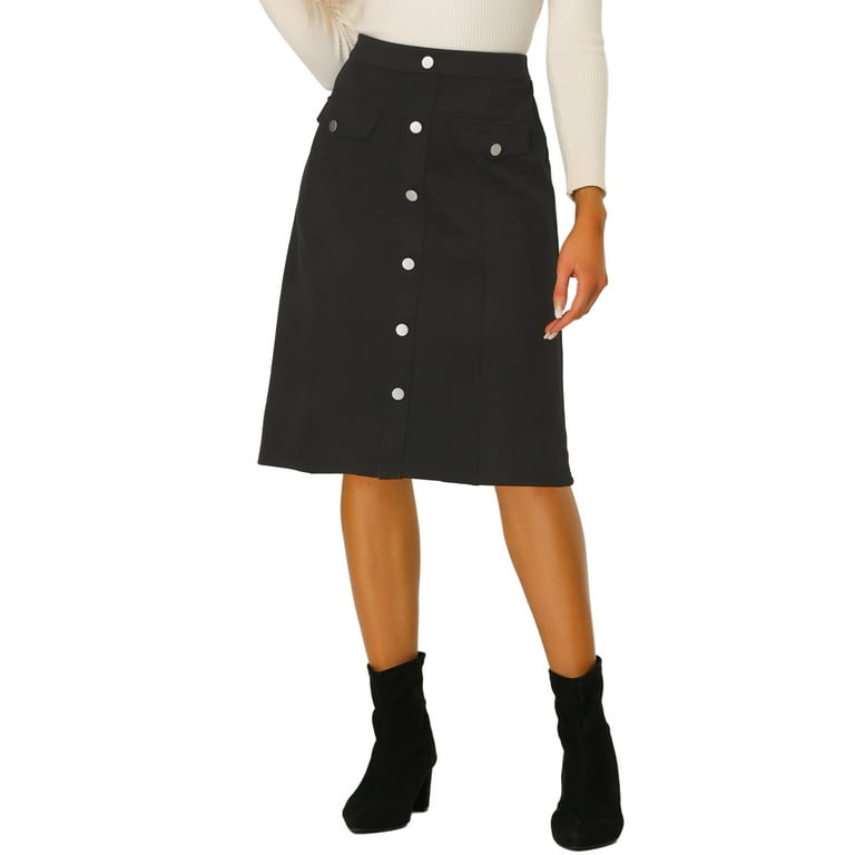 Button front skirt knee length discount
