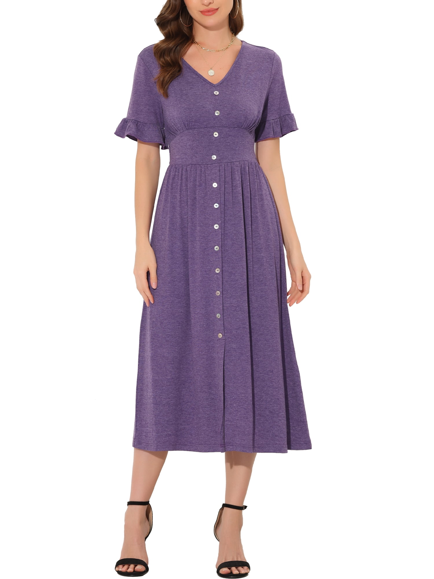 Casual Sunny Midi Dress for Women V Neck main image 0