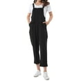 thumbnail image 1 of INSPIRE CHIC Women's Summer Cotton Overalls with Pockets Casual Sleeveless Baggy Jumpsuits 2XL Black, 1 of 5
