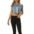 thumbnail image 1 of INSPIRE CHIC Women's Summer Denim Jackets Button Down Short Sleeves Cropped Jean Jacket XL Lignt Blue, 1 of 5