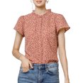 thumbnail image 1 of Allegra K Women's Summer Dots Print Ruffle Stand Collar Button Down Blouse Shirts, 1 of 7