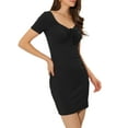 thumbnail image 1 of INSPIRE CHIC Women's Summer Drawstring Sweetheart Neck Casual Party Drawstring Mini Dress L Black, 1 of 6