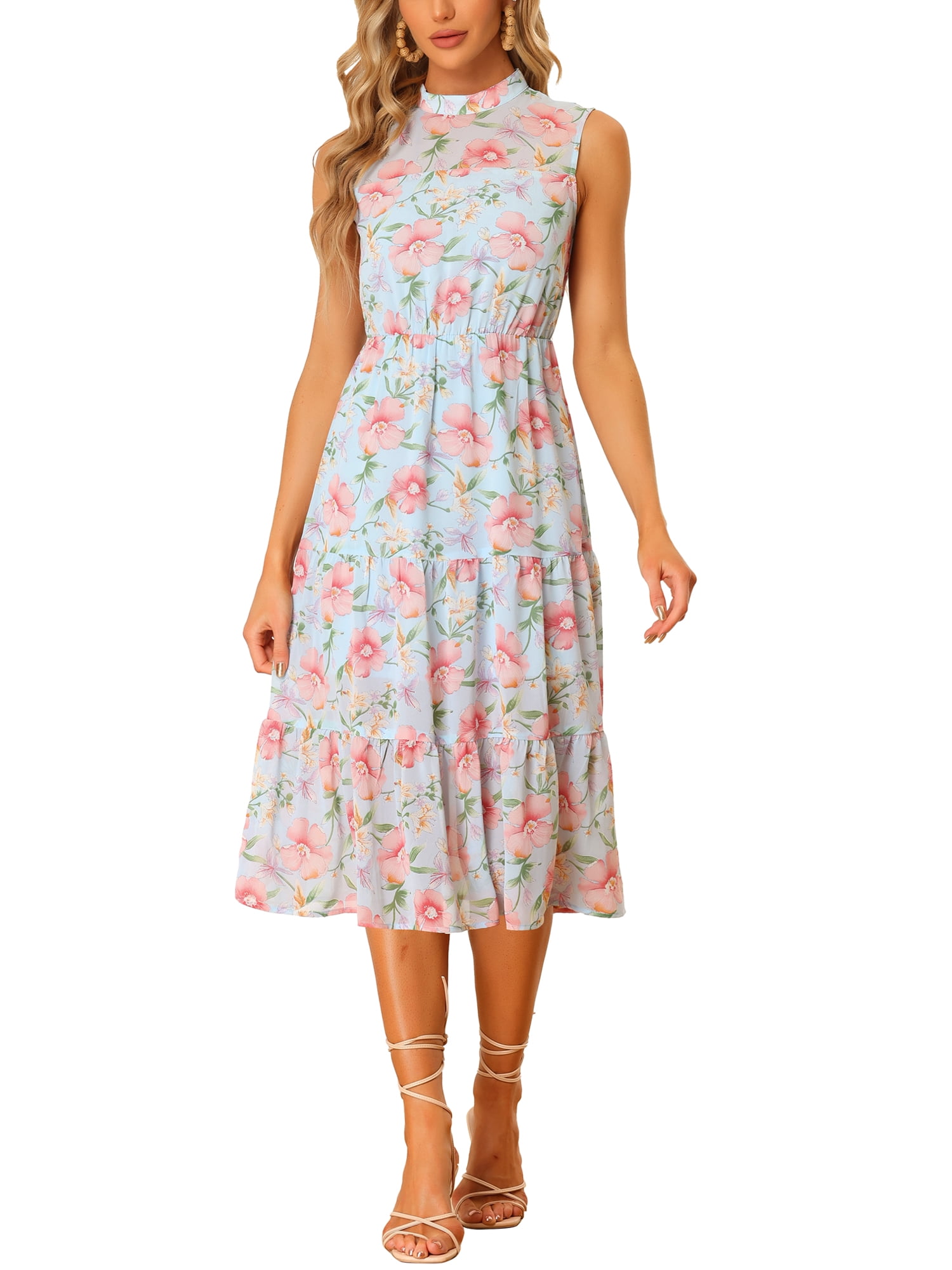 Slant Shoulder Slim Fit Floral Midi Dress – Summer Chic
