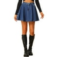 thumbnail image 1 of INSPIRE CHIC Women's Summer High Waist A-Line Mini Denim Skirt with Belt S Mid-Blue, 1 of 6