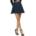 thumbnail image 1 of INSPIRE CHIC Women's Summer High Waist A-Line Mini Denim Skirt with Belt XL Dark Blue, 1 of 6
