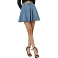 thumbnail image 1 of INSPIRE CHIC Women's Summer High Waist A-Line Mini Denim Skirt with Belt XS Light Blue, 1 of 6
