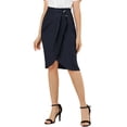 thumbnail image 1 of Allegra K Women's Summer Skirts Faux Wrap Tie Front Knee Length Skirt, 1 of 6