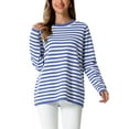 thumbnail image 1 of INSPIRE CHIC Women's Sweaters Long Sleeve Dressy Casual Striped Crewneck Pullover Tops, 1 of 5