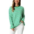 thumbnail image 1 of INSPIRE CHIC Women's Sweaters Long Sleeve Dressy Casual Striped Crewneck Pullover Tops, 1 of 5