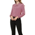 thumbnail image 1 of INSPIRE CHIC Women's Sweet Ruffle Peter Pan Collar Button up Work Shirts M Rose Pink, 1 of 8