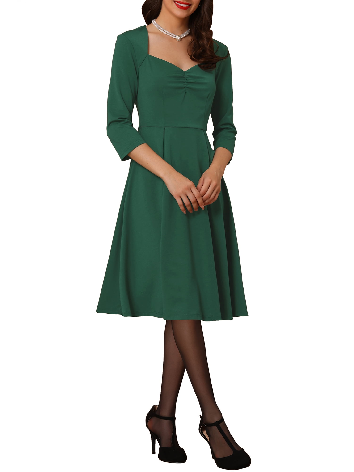 Women's Midi Evening Dress | 3/4 Sleeves