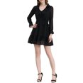 thumbnail image 1 of INSPIRE CHIC Women's Swiss Dots Tie Waist Chiffon Ruffle Dress XL Black, 1 of 7